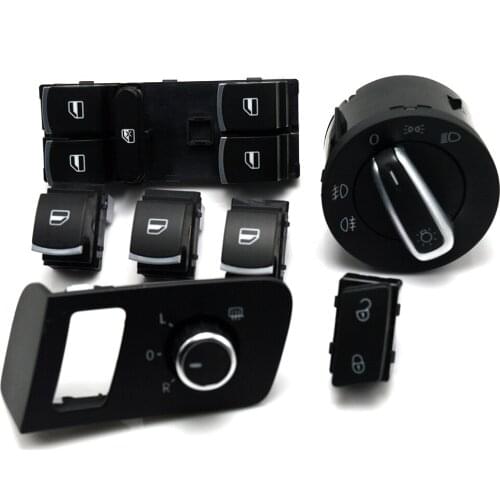 New Chrome high quality Mirror window headlight Door lock switch for VW Volkswagen Touran 2003-2015 Caddy 1TD959565A 5ND941431A