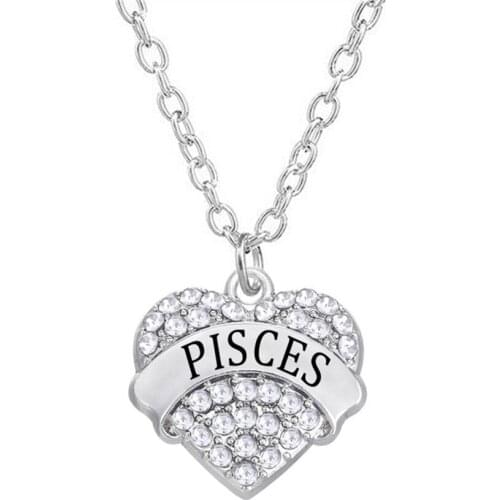 Drop Ship Alloy Metal Inlay Rhinestone Crystal Pisces Charm Link Chain Necklaces