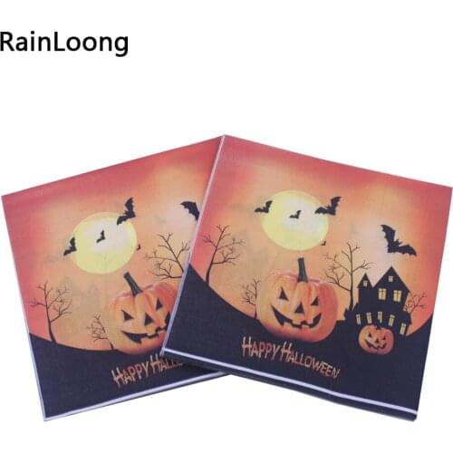 [RainLoong] Halloween Paper Napkins Print For Halloween Decoration Punk Napkin 33*33cm 1 pack /lot