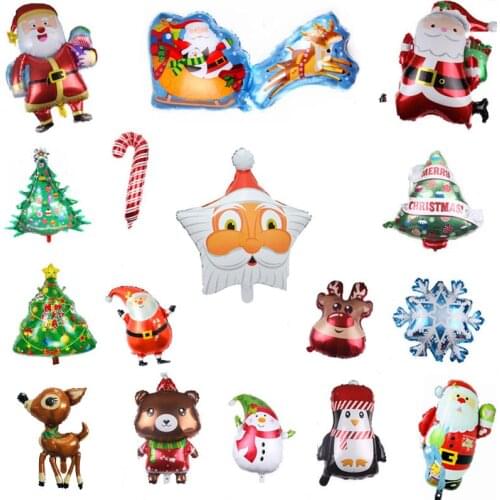 1pc Large Christmas balloon Decoration Santa Snowman Elk Christmas Bear Penguin Snowflake Aluminum Film Balloons New Year