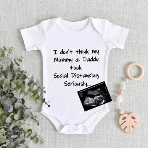 Social Distancing Baby Announcement Baby Bodysuit Toddler Baby Rompers Summer Short Sleeve Tee Shirts