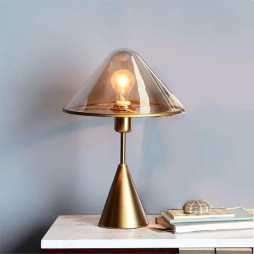Modern Simplicity Glass Mushroom Table Light Designer Bedroom Bedside Lamp Table Lamps for Living Room Metal Flower Lamp E27
