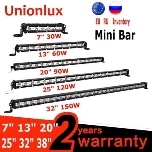 Super Slim Offroad LED Bar 7" 13" 20" 32" 38'' LED Light Bar Single Row 60W 90W 120W 150W 180W For Truck Tractor 4X4 ATV SUV