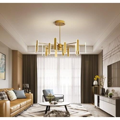 Led simple modern chandelier gold atmosphere home living room lamp Nordic bedroom lamp restaurant chandelier bar lamp