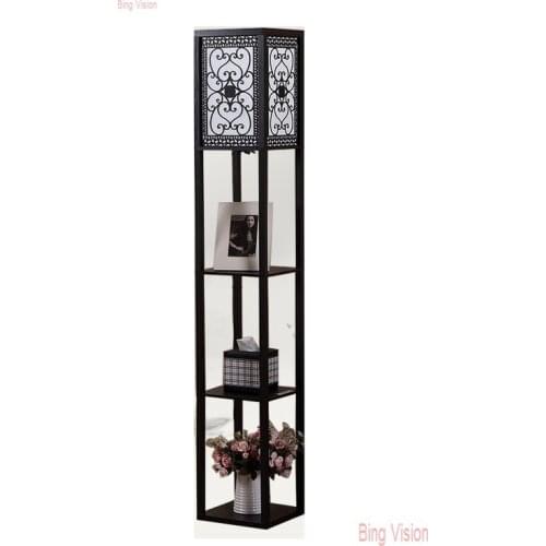 LED High qualityChinese Style Modern Minimalist Wooden Floor Bedroom Bedside Lamp Flower Shelf Standing Lamp Floor Lamps