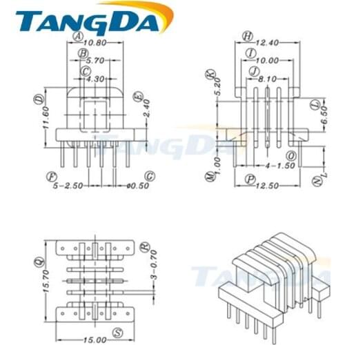 Tangda EE16 core EE Bobbin magnetic core + skeleton soft magnetism ferrites magnetic core 6+6 pin 12P Transformers 4 slot