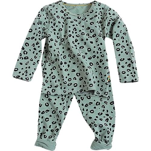 TELOTUNY Toddler Kids Baby Girls Boys Long Sleeve Tops Leopard Pants pajamas Sleepwear Outfits Fashion Casual Set пижама