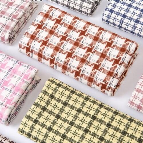 150cmx50cm Plaid Tweed Small Fragrant Wind Fabric Plus Thick Houndstooth Suit Pants Woolen Cloth Coat Vest DIY Clothing Fabric