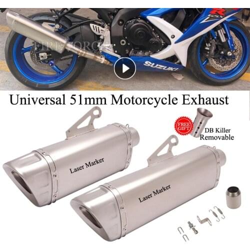 Slip On Universal Motorcycle Mini Exhaust Pipe Muffler Modified Escape DB Killer 51mm For Ninja 650 MT-03 CBR1000RR DUKE 390