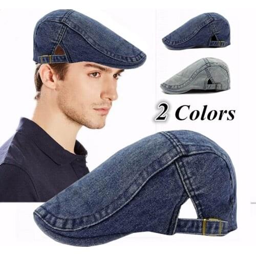 Vintage Duckbill Denim Beret Newsboy Jeans Cap Fashion Unisex Outdoor Hats Flat Brim Caps Elastic Baseball Hats