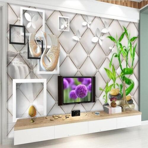 Wellyu 3D three-dimensional modern minimalist soft bamboo wall large mural green wallpaper papel de parede