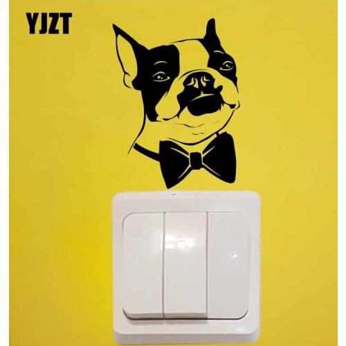 YJZT Fashion Dog Head Wall Switch Sticker Decal Vinyl Living Room Decor Cartoon Art 17SS-0683
