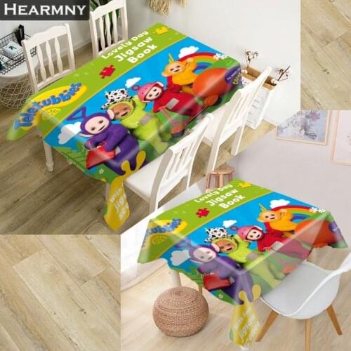 HEARMNY Funny Teletubbies Tablecloth Waterproof Fabric Square/Rectangular Dust-proof Table Cover For Party Home Decor TV Covers