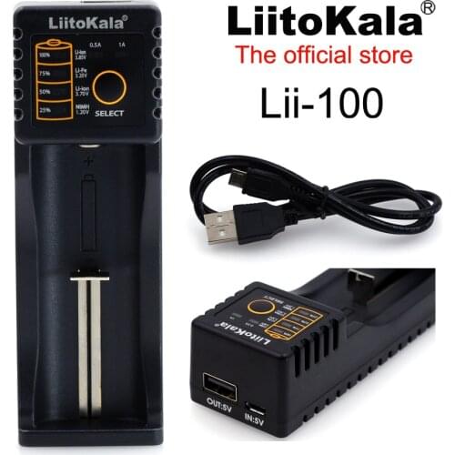 Liitokala Lii-100 battery charger, charging 18650 18350 26650 10440 14500 16340 1.2V 3.7V 3.2V 3.85V NiMH lithium battery