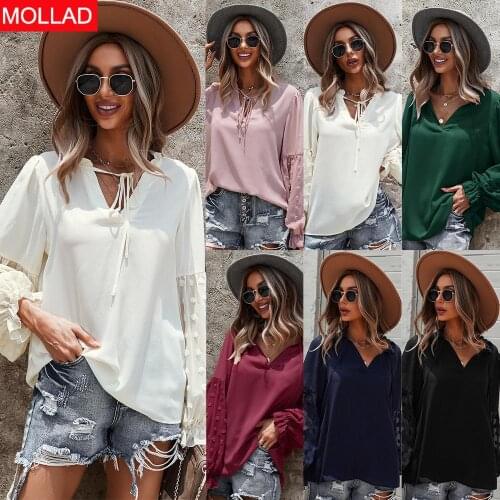 Womens Clothing Long-Sleeved Shirt 2021 Autumn and Winter Stitching Top Temperament Leisure Womens Clothing