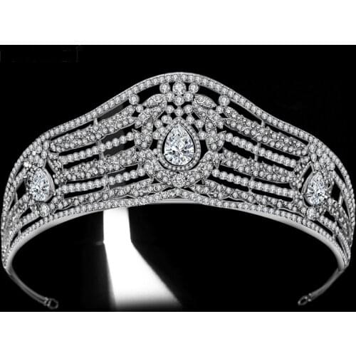 Princess Crown Headband Glittery Rhinestones Hair Hoop Bridal Headdress Hair Accessories for Bride Women SL