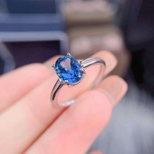 S925 Sterling Silver Natural Topaz Ring New Accessories Exquisite Luxury Ladies Glamour Party Engagement Summer 6x8mm