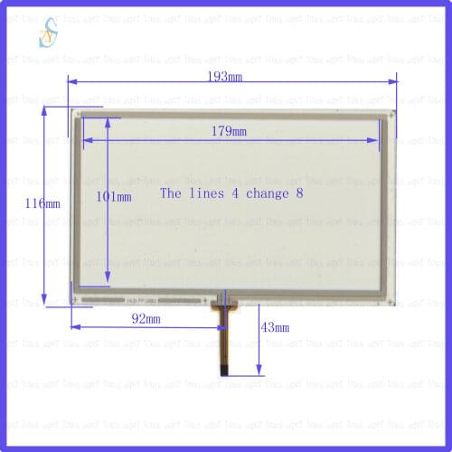 ZhiYuSun HLD-TP-2682 8inch 4lines change 8lines Touch sensor glass Resistance screen for Car screen glass