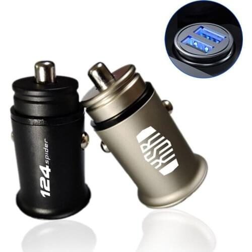 4.8A Metal Dual USB Phone Charger Car Charger Mobile Phone Adapter For Abarth 124 GT spider 70th XSR AIVALE Pista car sticker