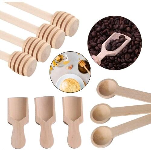 50/100/500pcs Mini small wooden shovel Home Kitchen Cooking Coffee Spoons Sugar Tea Spoon Salt Seasoning Honey Teaspoons