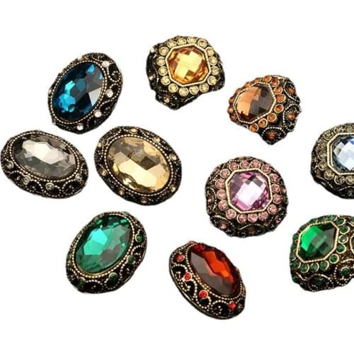 50Pcs Fashion Metal Button DIY Square Diamond Coat Sweater Cardigan Sewing Bag Vintage Plastic Gem Home Decoration Buttons