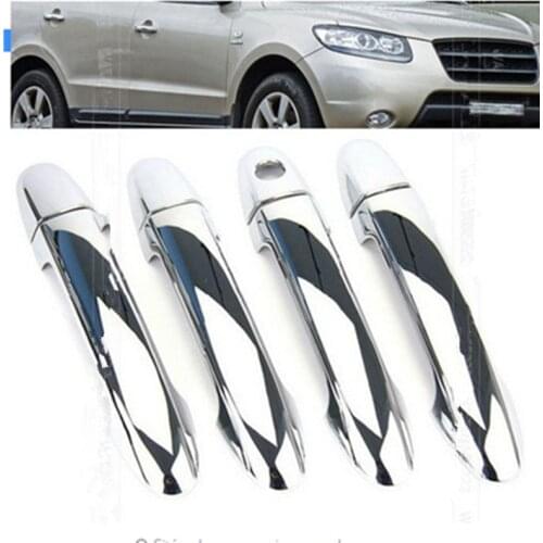 Car styling ACCESSORIES FIT FOR 2007-2012 HYUNDAI SANTA FE (CM) CHROME SIDE DOOR HANDLE BAR COVER CATCH TRIM MOLDING