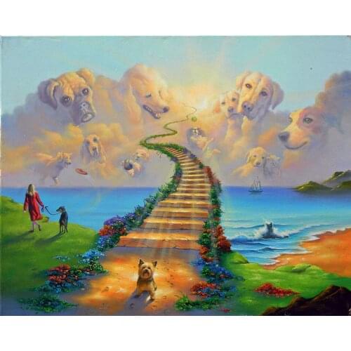 5D DIY Diamond Painting Dog Animal Full Round Drill Diamond Mosaic Scenery Resin Embroidery Seaside Decor Home