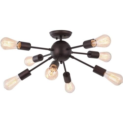Oil Rubbed Bronze Ceiling Light Flush Mount 8-Light Sockets Mid Century for Bedroom Living Room Kitchen Hallway Lamp