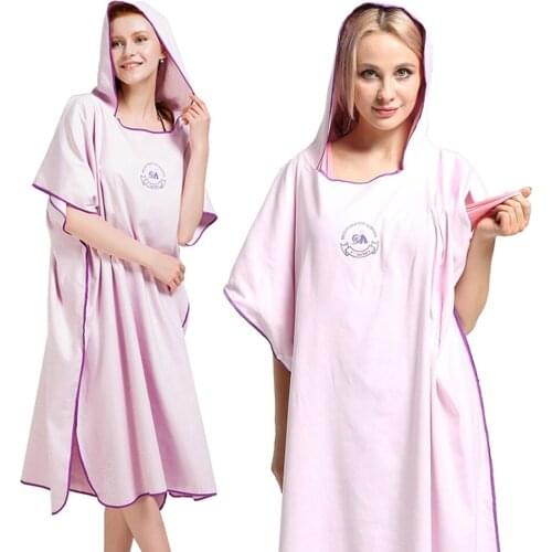 Microfiber Surf Beach Wetsuit Changing Towel Bath Robe Poncho with Hood