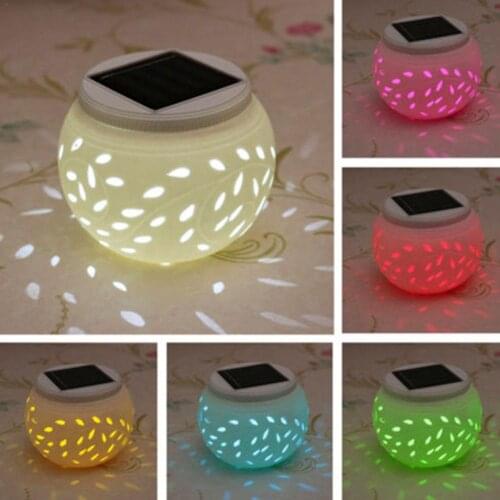 Colorful Hollow Ceramic LED Solar Light Waterproof Outdoor Solar Garden Lawn Yard Decorative Night Light Hollow Table Lamp