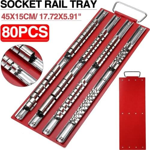 80Pcs Socket Storage Rail Holder 1/4'' 3/8''1/2'' Steel Socket Storage Rack Clips Tray Organizer Stand Tools