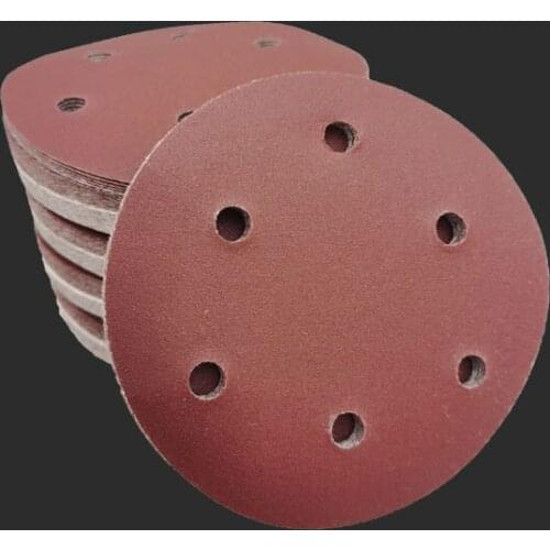 100 pieces of 5-inch 6-hole 125 mm Round Sandpaper Disc Sand Disc Grit 60-1200 Hook-and-Loop Sanding Disc Polishi