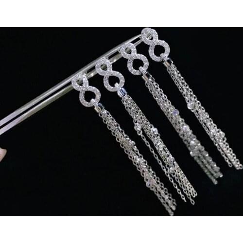 8 word shape 925 sterling silver long tassels drop earring cubic zircon fine women jewelry free shipping high quality fashion