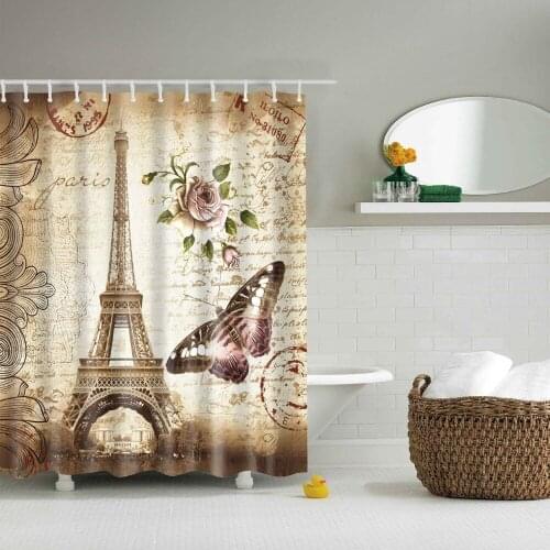 Tower Butterfly Rose shower curtain Washable environmentally friendly shower curtain with plastic hook TZ160816