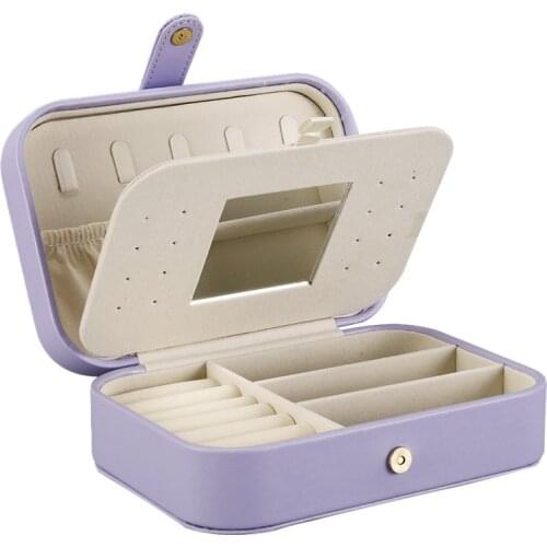 Double Travel Jewelry Cases for Women Portable Jewelry Storage Box with Mirror Small Jewelry Boxes & Organizers