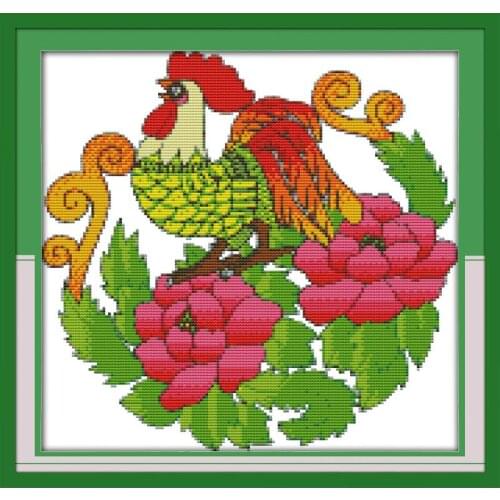 Joy Sunday Lucky Cross Stitch Patterns Simple Beginners Hand Embroidery Chinese Cross StitchNeedlework Counted Print on Canvas