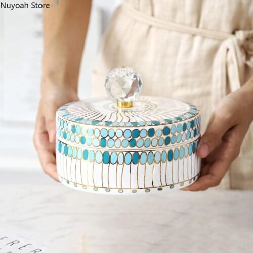 European-style Ceramic Candy Storage Box Snack Box Living Room Creative Home Candy Box Fruit Plate Modern Home Decoration