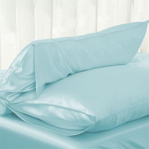 Queen/KING Silk Satin Pillow Case Bedding Pillowcase Smooth Home Satin Pillowcase Solid Color Simple Pillow Cover Home Accessory