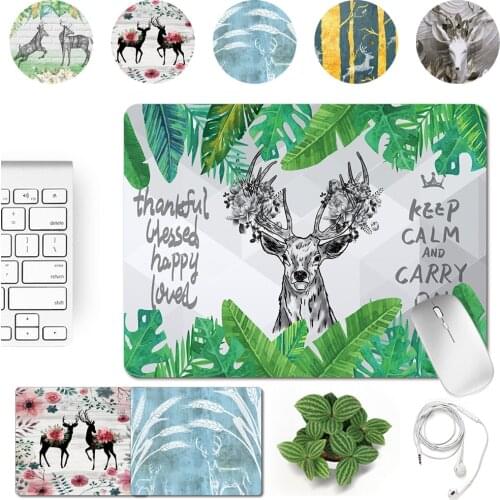 PU Leather Waterproof Mouse Pad Small 25x21cm Office School Accessories Computer Soft Mouse Mat Cute Deer Pattern Series