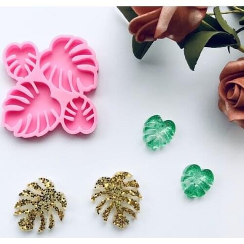 Monstera Leaves Ear Studs Combination Earring Mold Epoxy Resin Jewelry Mold Resin Casting Pendant Mold for Diy