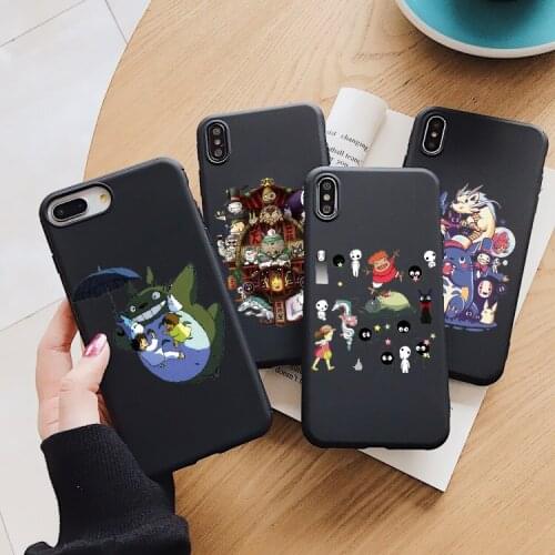 My Neighbor Totoro Anime soft Cover phone Case for iPhone 12pro 11ProMax X XR XS Max 8 7 6s 6Plus 5 SE 12mini black TPU shell