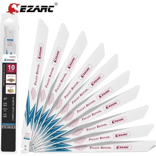 EZARC Reciprocating Saw Blades Set Bi-Metal with Cobalt for Nail Embedded Wood, Pallet Repair, Multi-Purpose Demolition 10/14TPI