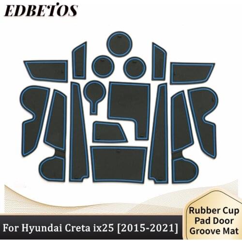 Anti-Slip Gate Slot Mat For Hyundai Creta ix25 2015 2016 2017 2018 2019 Interior Accessories 16pcs Cup Holders Non-Slip Mats