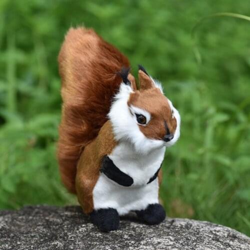 Real Life Squirrel Plush Toys Simulation Squirrel Doll Miniature Model Home Garden Decor Cute Soft Stuffed Animal Dolls Kid Gift