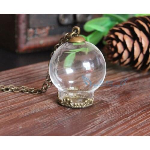 10sets/lot 25*15mm glass globe with antique bronze accessories set glass bubble DIY vial pendant