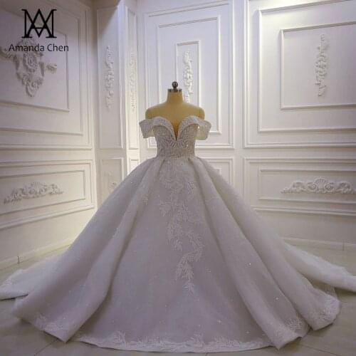 Abendkleider 2020 Off Shoulder Lace Appliques Beading Wedding Dress