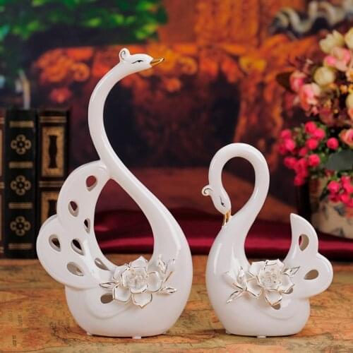 High-grade ceramic swan, wedding gifts, creative, living room decor, decoration, Home Furnishing, crafts, Lovers gift, statue