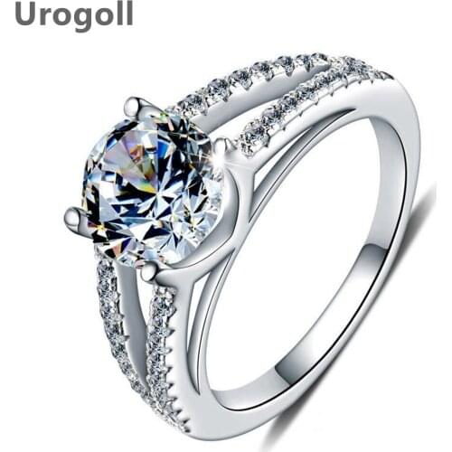 Genuine Fine Jewelry Pure 925 Sterling Silver Ring Wedding Bridal Lettering Ring Shining Zirconia Finger Rings For Women Jewelry