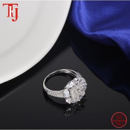 TKJ Fashion Eternity Promise ring 925 Sterling Silver Zircon Engagement wedding Band rings for women Party Fine jewelry gift