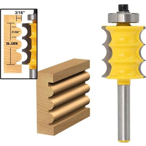1pc 6.35mm 1/4" Shank Triple Bead/ Column Molding Router Bit Line knife Woodworking cutter Tenon Cutter for Woodworking Tools